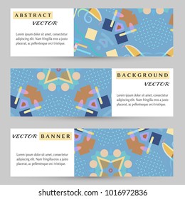 Business banners headers set, abstract patterns. Horizontal template layout for website design. Minimalistic style, geometric elements for futuristic modern background. Vector illustration
