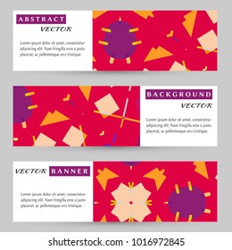 Business banners headers set, abstract patterns. Horizontal template layout for website design. Minimalistic style, geometric elements for futuristic modern background. Vector illustration