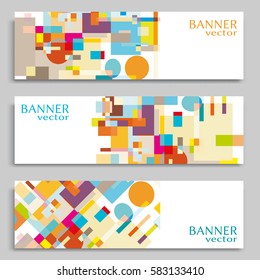 Business banners set isolated elements, horizontal template layout for website design. Simple geometric shapes, creative cover header in rectangle size. Modern art, vector geometry abstract background