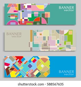 Business banners set isolated elements, horizontal template layout for website design. Simple geometric shapes, creative cover header in rectangle size. Modern art, vector geometry abstract background