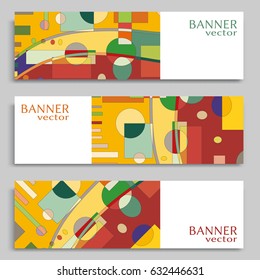 Business banners set isolated elements, horizontal template layout for website design. Simple geometric shapes, creative cover header in rectangle size. Modern art, vector geometry abstract background