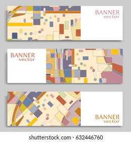 Business banners set isolated elements, horizontal template layout for website design. Simple geometric shapes, creative cover header in rectangle size. Modern art, vector geometry abstract background