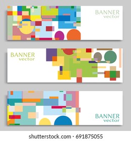 Business banners set isolated elements, horizontal template layout for website design. Simple geometric shapes, creative cover header in rectangle size. Modern art, vector abstract background.