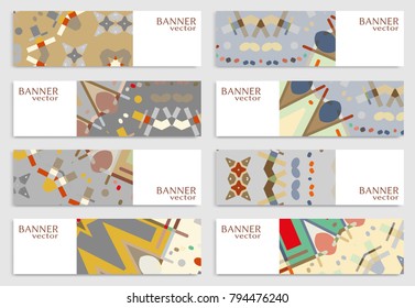 Business banners set isolated elements, headline template layout for website design. Simple geometric shapes, creative cover header in rectangle size. Modern art, vector geometry abstract background