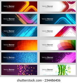 Business Banners set for website abstract modern background design. Geometric and blurred lights effect background. 