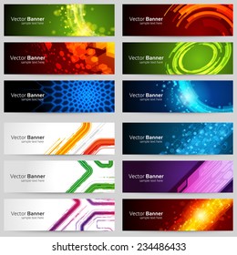 Business Banners set for website abstract modern background design. Geometric and blurred lights effect background. 