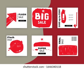 Business banners. Social Media Design. Template vector. Abstract red blots on white background