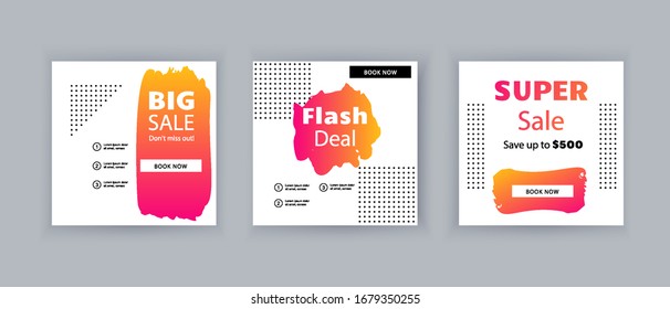 Business Banners. Social Media Design. Template Vector. Abstract Blots Red Orange Background