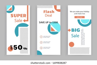 Business banners. Social Media Design. Template vector. Abstract red turquoise geometry designe elements on white background