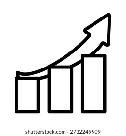 Geschäftsbalkendiagramm-Symbol mit Pfeil nach oben, das das finanzielle Wachstum und den Erfolg darstellt.