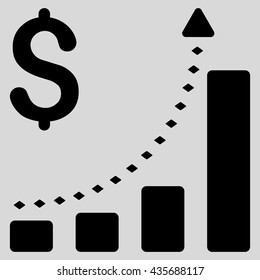 Business Bar Chart Positive Trend vector toolbar icon. Style is flat icon symbol, black color, light gray background, rhombus dots.