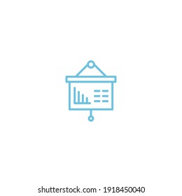 business bar chart presentation icon in blue on black and white background. diagram, report, black, graph, graphic, illustration, arrow, design, vector, growth, finance, flat, marketing, symbol