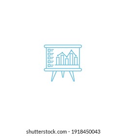 icono de presentación del gráfico de barras de trabajo en azul sobre fondo en blanco y negro. diagrama, informe, negro, gráfico, ilustración, flecha, diseño, vector, crecimiento, finanzas, plano, marketing, símbolo