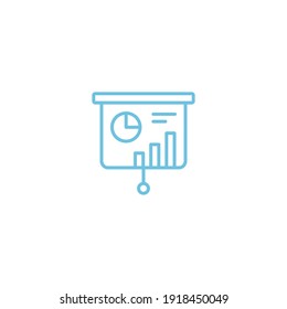 business bar chart presentation icon in blue on black and white background. diagram, report, black, graph, graphic, illustration, arrow, design, vector, growth, finance, flat, marketing, symbol