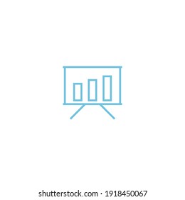 icono de presentación del gráfico de barras de trabajo en azul sobre fondo en blanco y negro. diagrama, informe, negro, gráfico, ilustración, flecha, diseño, vector, crecimiento, finanzas, plano, marketing, símbolo