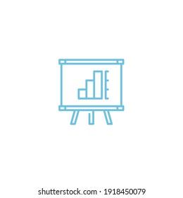 icono de presentación del gráfico de barras de trabajo en azul sobre fondo en blanco y negro. diagrama, informe, negro, gráfico, ilustración, flecha, diseño, vector, crecimiento, finanzas, plano, marketing, símbolo