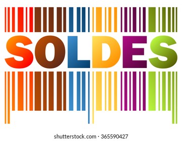 business bar code in four colors with word SALE (in french)