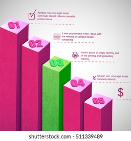 Business bar diagram with text fields and statistics flat vector illustration