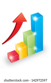 Business bar graph and arrow