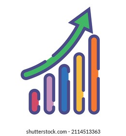 Icono de gráfico de barra de trabajo. Gráfico de diseño plano. Vector.