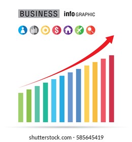 Business bar percentage chart infographic set on white background.