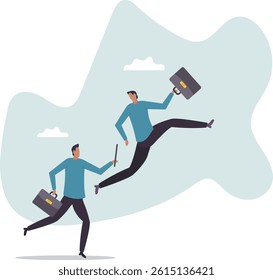 Business baton pass, relay, job handover or partnership and teamwork to help winning .character for design.