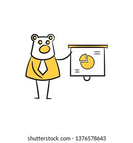business bear present pie chart yellow doodle theme