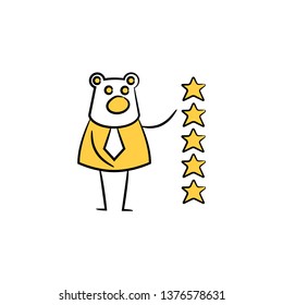 business bear rating star yellow doodle theme