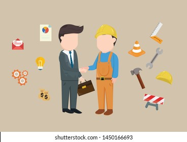 Business between businessmen and engineers
