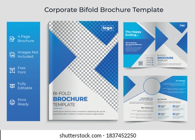 Business bi fold brochure design minimal and abstract design in A4 bi-fold template forma.Bi-fold business brochure design template. Corporate template for bifold brochure vector layout