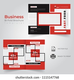 business bi fold brochure or magazine cover design vector template