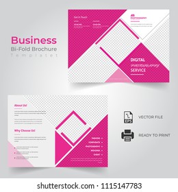 business bi fold brochure or magazine cover design vector template