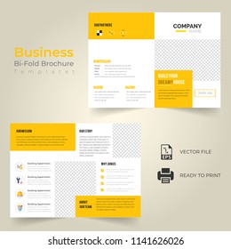 Business Bi Fold Brochure Or Magazine Cover Design Vector Template.Eps 10