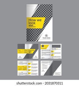 Business bi fold brochure template company profile design. Creative bi-fold pages brochure design. Corporate brochure template with modern, minimal, and abstract background shape space for design