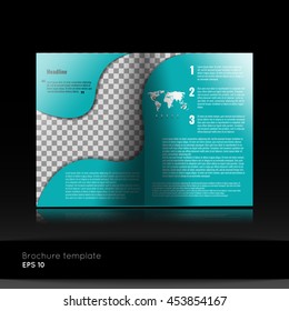 Business bi fold brochure template design. Annual report, presentation or flyer. Stock vector.