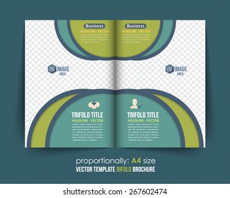 Business Bi-Fold Brochure Design. Corporate Leaflet, Cover Template