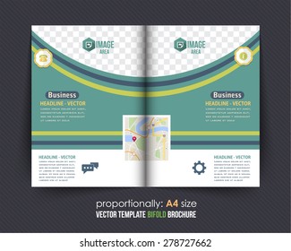 Business Bi-Fold Brochure Design. Corporate Leaflet, Cover Template