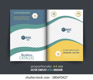 Business Bi-Fold Brochure Design. Corporate Leaflet, Cover Template