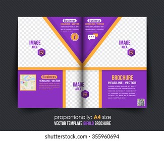 Business Bi-Fold Brochure Design. Corporate Leaflet, Cover Template