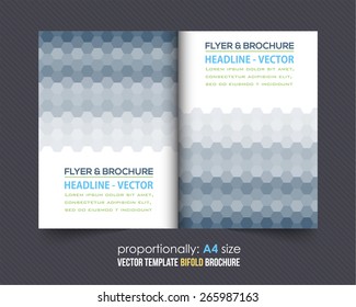 Business Bi-Fold Brochure Design Hexagon Pattern. Corporate Leaflet, Cover Template