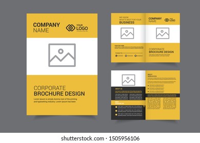 Business Bi-fold Brochure Design Template vector or magazine cover design and Brochure Cover Design.