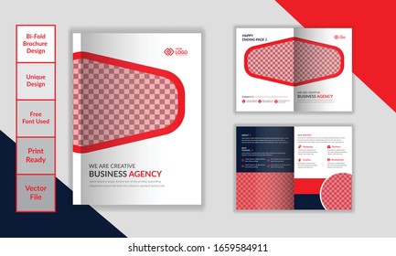 Business Bi-fold Brochure Design Template vector or magazine cover design and Brochure Cover Design.