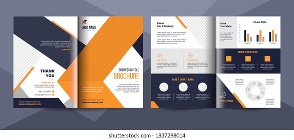 Business bifold brochure design template. Corporate business flyer template.