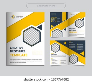 Business Bi-fold Brochure Design Template with modern, minimal and abstract design in A4 bi-fold template format vector