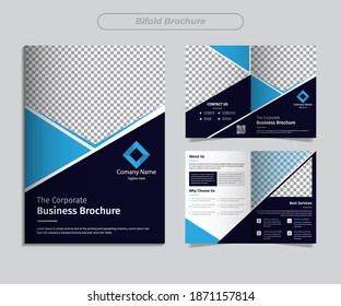 Business Bi-fold Brochure Design Template with modern, minimal and abstract design in A4 bi-fold template format vector