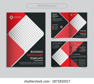 Business Bi-fold Brochure Design Template with modern, minimal and abstract design in A4 bi-fold template format vector