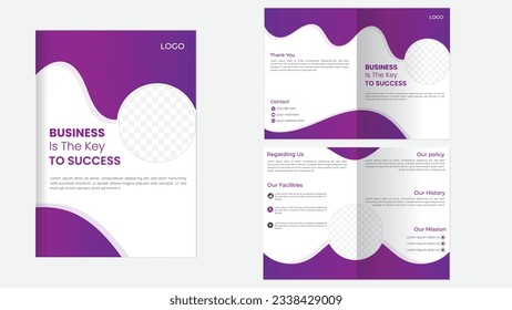 Business bifold brochure design vector template.