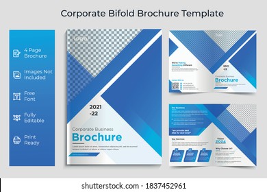 Business bi-fold brochure Template or magazine cover design vector template.Bi-fold brochure design with Abstract shapes, business template for bifold brochure layout. Creative concept folded flyer or
