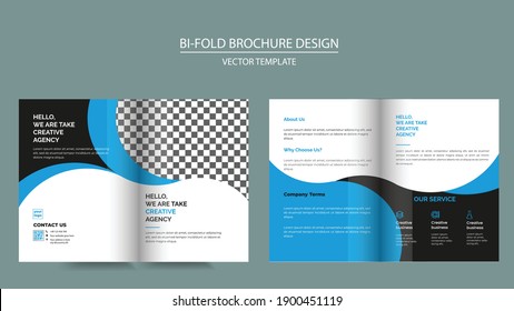 Business bi-fold brochure Template or magazine cover design vector template