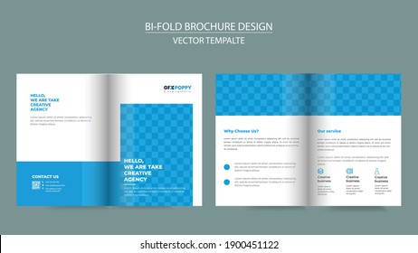 Business bi-fold brochure Template or magazine cover design vector template